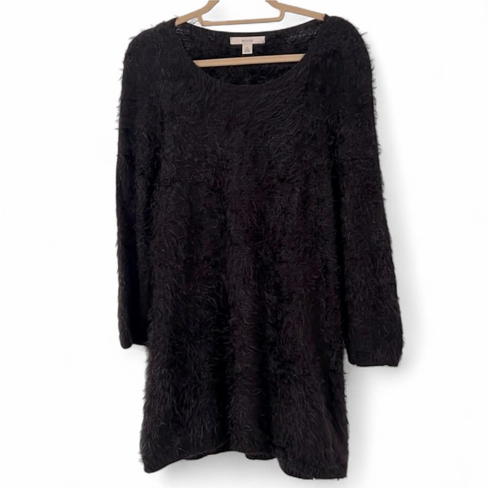 Sejour Eyelash Knit Sweater Tunic Black 0X - Picture 2 of 8